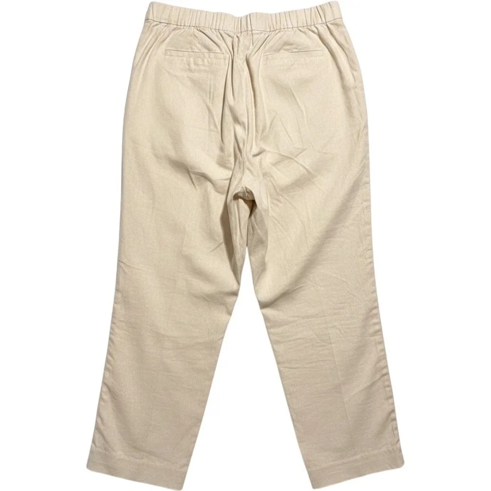J Crew Wide Leg Linen High Rise Pants Size 16‎ Cropped Cream Coastal Work Comfy
